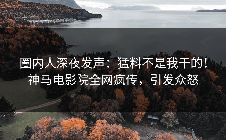 圈内人深夜发声：猛料不是我干的！神马电影院全网疯传，引发众怒