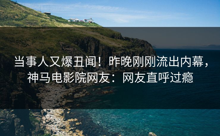 当事人又爆丑闻！昨晚刚刚流出内幕，神马电影院网友：网友直呼过瘾